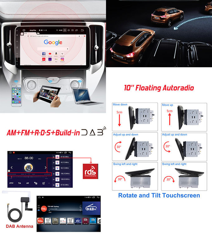 Universal Car Stereo 10.1inch Rotate Universal Car GPS Support RDS DAP Built-In 360 Panorama Camera ​