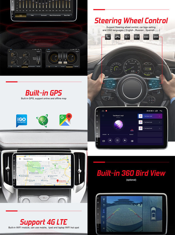 Universal Car Stereo 10.1inch Rotate Universal Car GPS Support RDS DAP Built-In 360 Panorama Camera ​